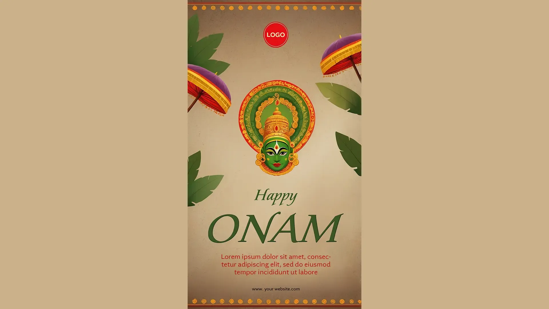 Traditional Kathakali Onam Wishes Instagram Story Card image